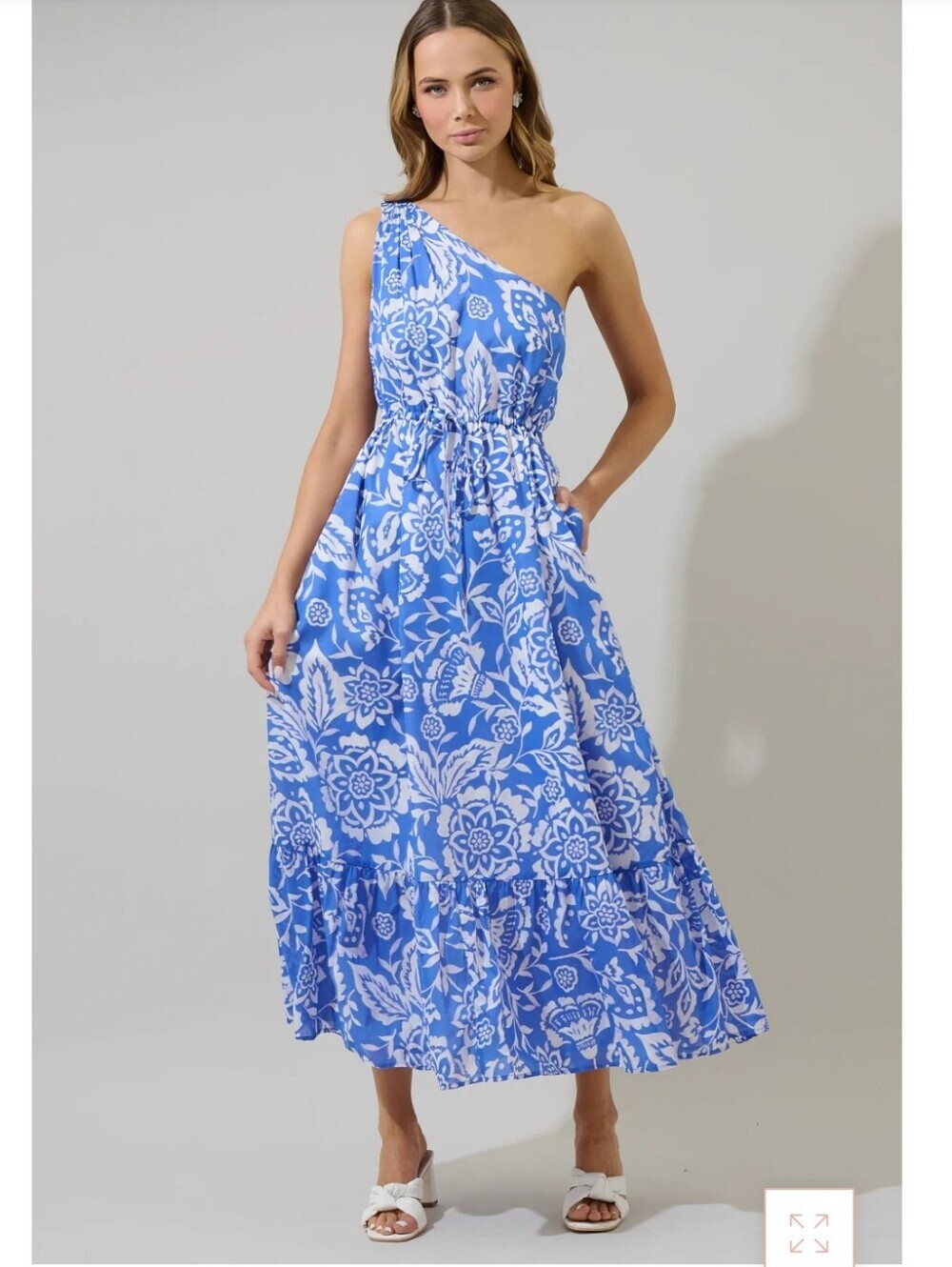 Sugarlips Women's Marny Floral One Shoulder Coastal Maxi Dress. Pockets. Xs - Picture 1 of 10